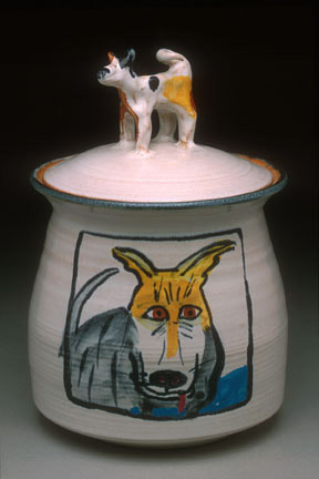 animal motif jar